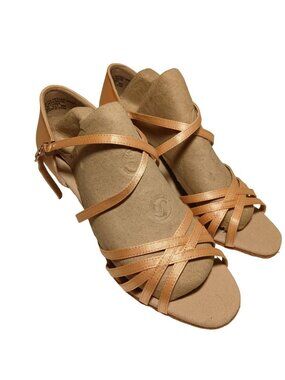 Capezio Julia Satin Strappy Ballroom Dance Heel Latin Shoes Open Toe Heels 8W